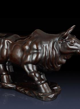 纯黄铜黄牛摆件创意中式家居办公室桌面生肖牛铜牛装饰礼品工艺品