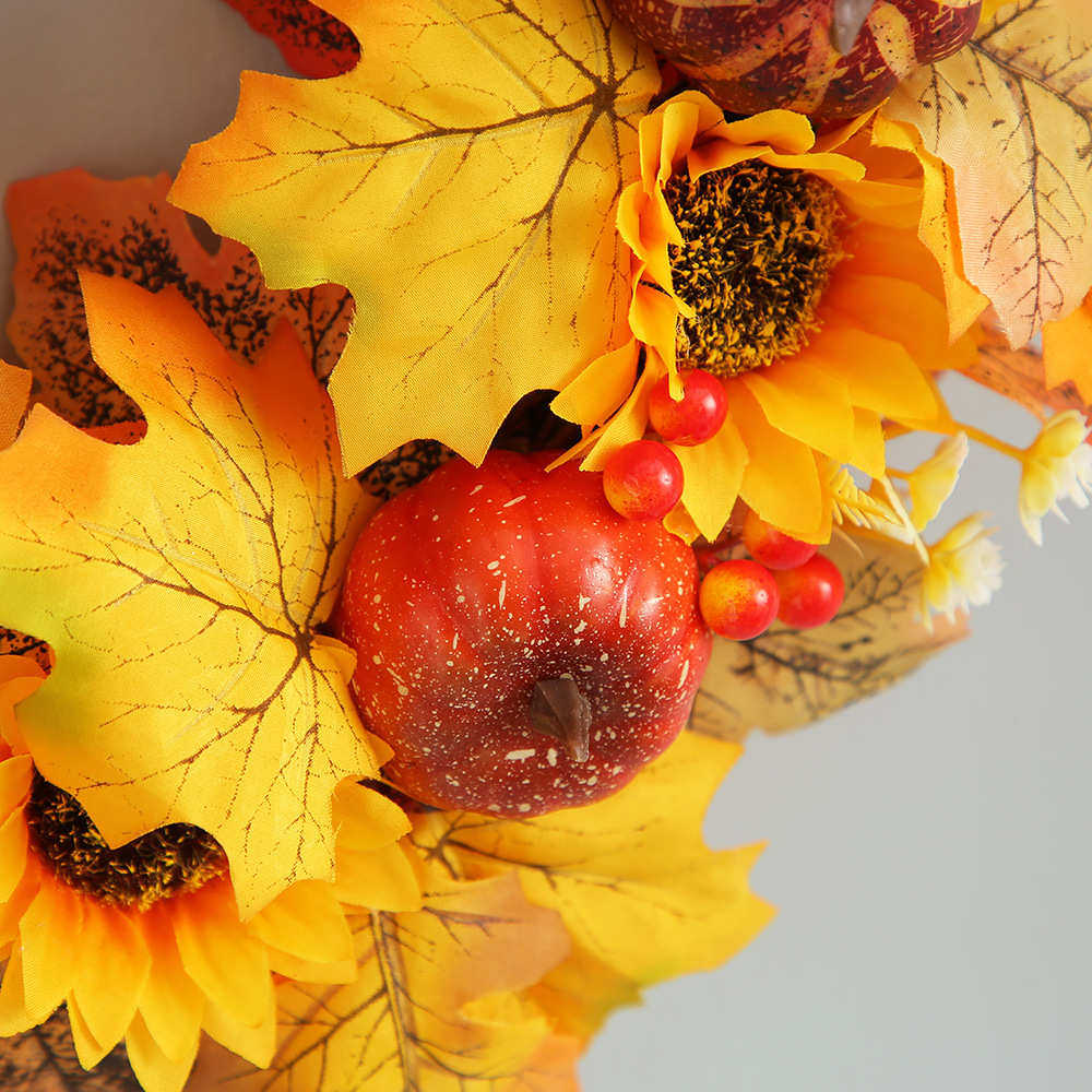 感恩节仿真花花环丰收节南瓜装饰花圈仿真枫叶浆果秋色花环,淘宝优惠券,粉丝福利购,淘宝优惠卷