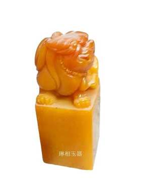 仿古石雕刻福建寿山石摆件 貔貅印章 印玺摆件 办公室摆饰