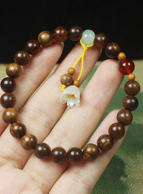 2026黑花梨8mm手串手链铃兰花吊坠款 女款DIY森系念珠佛珠厂家