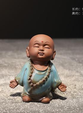 正品和尚陶瓷禅意面装饰摆件小创意茶宠茶道配件用客厅办家公室桌