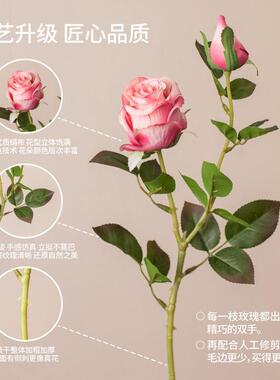 保加利亚造景欧式花艺室内客厅玫瑰花塑料花插花装饰摆件仿真花束