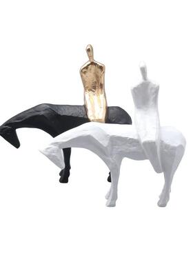 新中式创意玄骑马雕塑禅意摆件书房办公招财摆VDH设橱窗关软室装