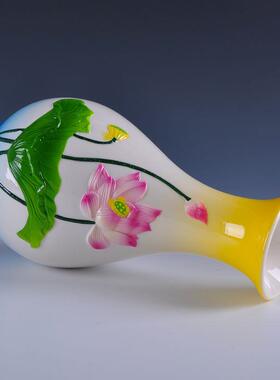 高档佛供花瓶供佛瓶陶瓷供瓶瓶佛堂观音净水莲花瓶供前佛花摆件佛