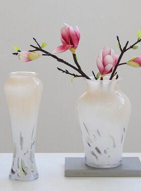 厂家直销中古风玻璃简约奶玉色插花家居花摆件礼品餐桌花装饰