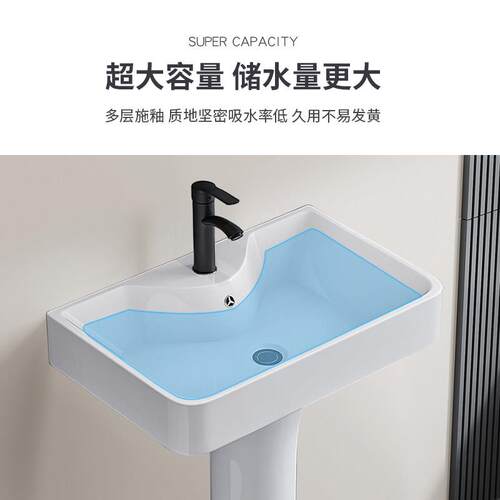 名牧立柱盆陶瓷家用洗手盆小户型化妆室落地式洗脸盆一体阳台面池 - 图1