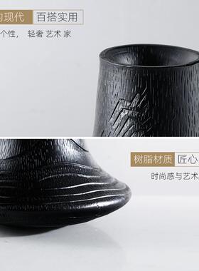 现代简约创意树脂纹理花瓶花器花插样板房售楼处桌面茶几软装饰品