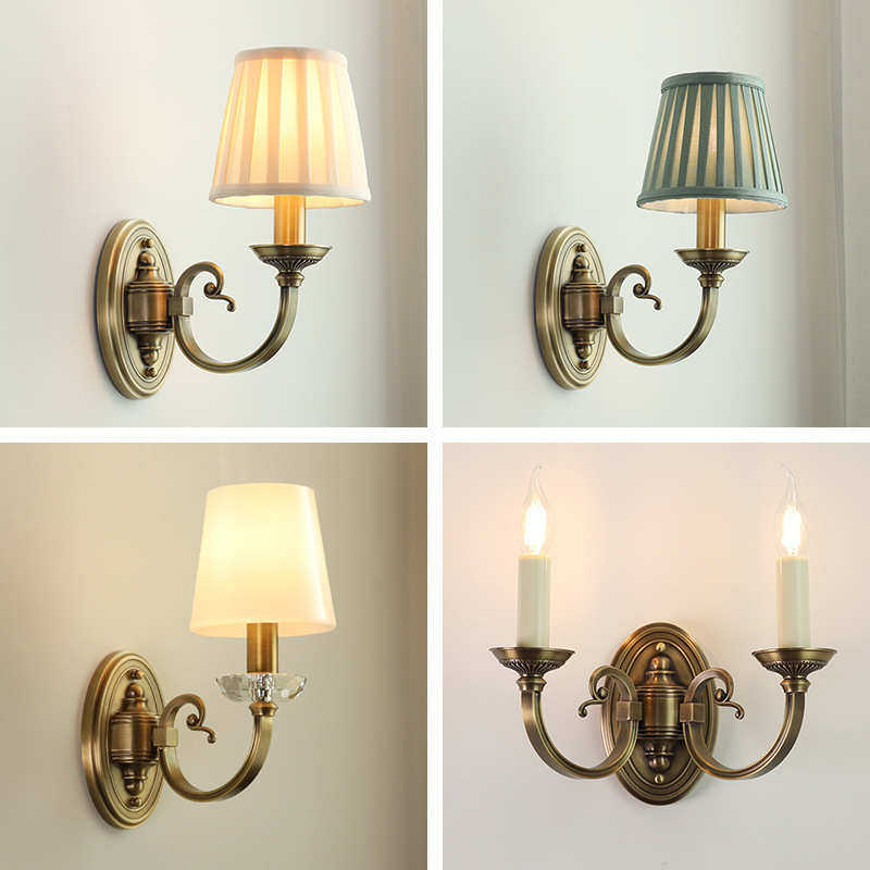 美式卧室古铜床头灯壁灯轻楼梯电视背景复古墙墙壁灯高端奢客厅,淘宝优惠券,粉丝福利购,淘宝优惠卷