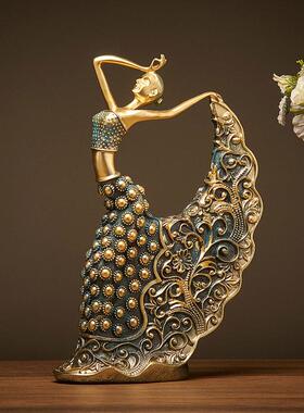 覆古舞蹈女孩艺术摆件高端轻奢客厅电视柜酒柜桌面创意工艺礼品摆