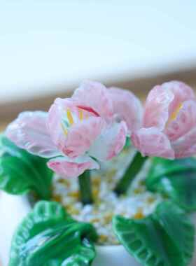 淄博琉璃手工艺品仙客来彷真花盆栽摆件家居桌面装饰礼品玄关摆设