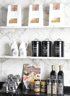 现代简约样板间下柜厨房收纳柜咖啡香料道具组合摆件餐柜层架