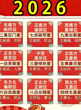 2026马年九宫飞星化五黄二黑七赤三碧聚财旺偏财正财招财吉祥摆件