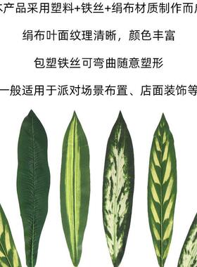 新款仿真巴西叶热带叶子鸟巢叶绿植墙配材婚庆插花装饰叶子仿真