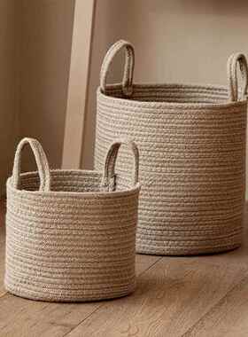 黄麻棉线脏衣篮脏衣服收纳筐脏衣篓高颜值手工编织筐麻绳装饰摆件