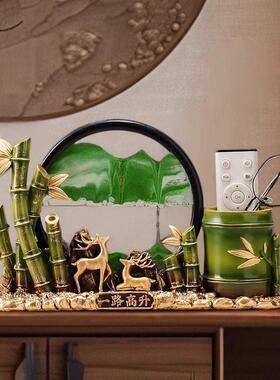 节节高升麋鹿流沙画摆件办公室桌面轻奢高级感笔筒装饰品乔迁礼物