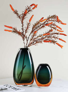 现代简约琉璃摆件玻璃花瓶水养插花软装样板房轻奢玄关餐桌装饰品