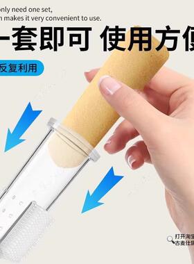 磨牙饼干固定器透明硅胶手握磨牙棒辅食固定器宝宝磨牙防脏手神器