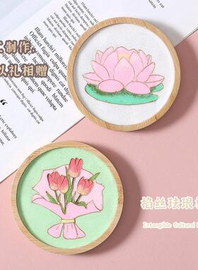 景泰蓝非遗掐丝珐琅画手工diy材料包制作工艺品杯垫中国传统文化