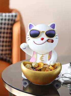房门入玄的关钥匙收户纳盒摆件家居客厅鞋柜招财猫装饰IWW放品托