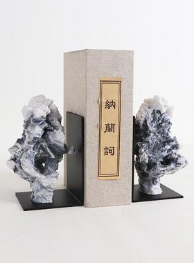新中式书房书档摆件样板房软装饰品售楼处金属书靠书立艺术摆件