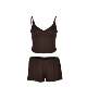 ສອງສິ້ນຊຸດແມ່ຍິງແຂງ Crop Cami Top & Bow Decor Shorts