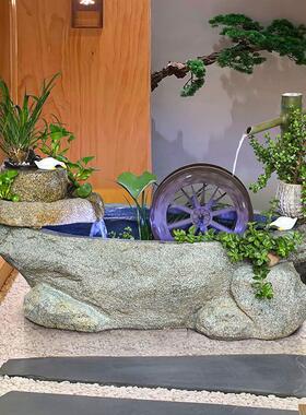 田园喷泉流水景招财创意阳台庭院假山鱼池风水轮家装饰品落地摆件
