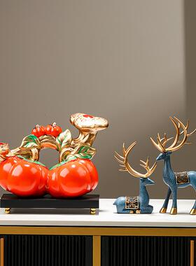 2024新年龙年事事如意柿子摆件乔迁新居入户玄关装饰布置创意简约