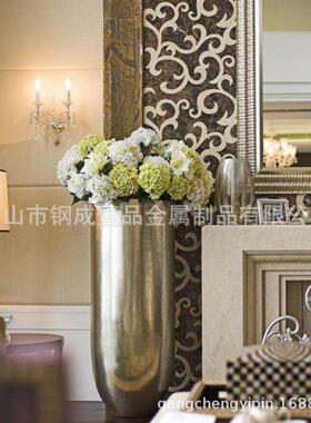 不锈钢金属花瓶 家用室内样板房软装商用花盆餐厅桌面不锈钢花瓶