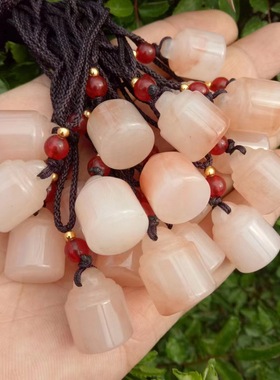 天然新疆金丝玉小苹果如意无事牌玉坠粉色桃花酿玉坠直播货