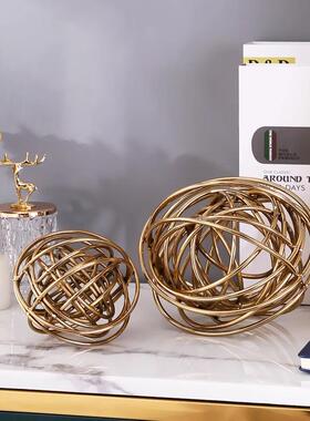 金属家居工艺品别墅样品房软装铁线球书房客厅现代简约装饰摆件