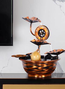 风水轮招财纯铜流水装饰品摆件客厅办公室循环水乔迁新居礼品开