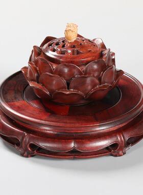红木红酸枝旋转底座圆形实木花瓶香炉奇石工艺品摆饰花盆底座托盘