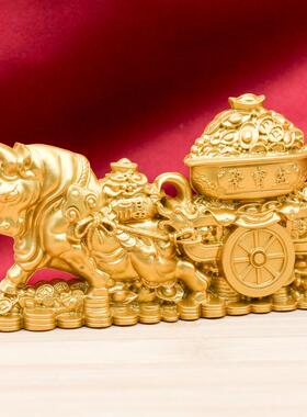 W新款财牛聚宝盆金属工艺祥YF品摆件金马上有钱福牛送金牛吉工艺
