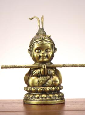 黄铜孙悟空齐天大圣静思摆件斗战胜胜佛家居中式办公室桌面装饰品