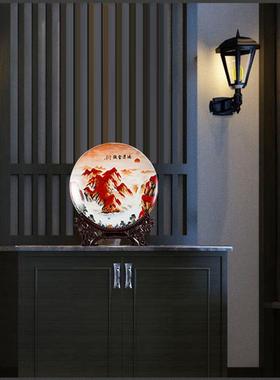 景德镇陶瓷器鸿运当头挂盘瓷盘赏盘客厅玄关电视柜装饰品开业礼品