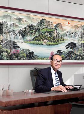 流水生聚财山水挂画字画办公装室国画宝风景客厅沙发背景墙盆饰画