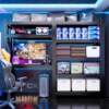 Computer desk desktop simple multi-layer shelf e-sports table diy hole board storage rack home desk storage shelf