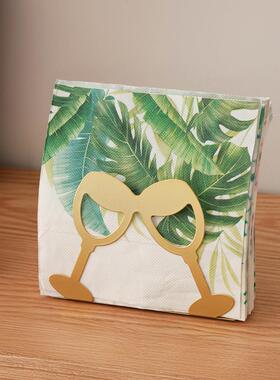 北欧铁艺工艺品简约餐巾纸收纳架创意立式桌面纸巾架餐厅装饰摆件