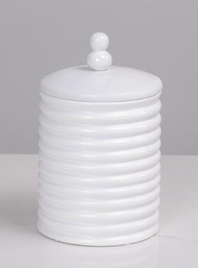 现代简约欧式螺文层叠黑色首饰盒收纳盒摆件样板房软装饰品储物罐