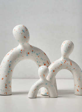 创意一家三口酒柜摆件客厅轻奢电视柜玄关家居软装饰热销包邮