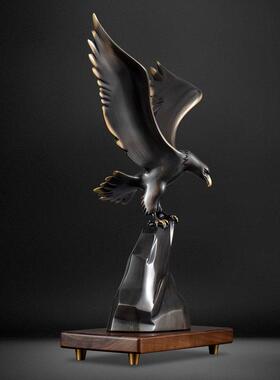 轻奢高档铜大展宏图家居客厅乔迁开业办公室桌面玄关装饰老鹰摆件