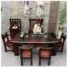 Authentic old wooden tea table combination Chinese style wooden tea table tea table curved stone tea tray electromagnetic chair real furnace tea set a boat