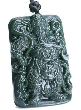 和田玉关公吊坠男女款和田玉青玉关公挂件玉器工艺品