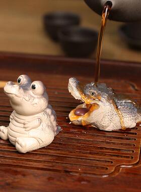 Crocodile ornament小鳄鱼园林摆件可养茶玩茶桌面装饰品茶具配件