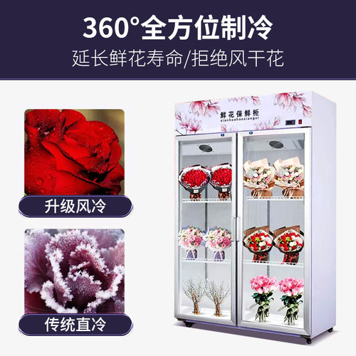 鲜花冰箱玻璃门蔬果冰柜商用单双三门冷藏保鲜展示柜风冷除霜立柜 - 图2