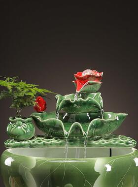 陶瓷流水摆件循环水鱼缸增氧过滤器室内喷泉瀑布水景造景装饰摆件