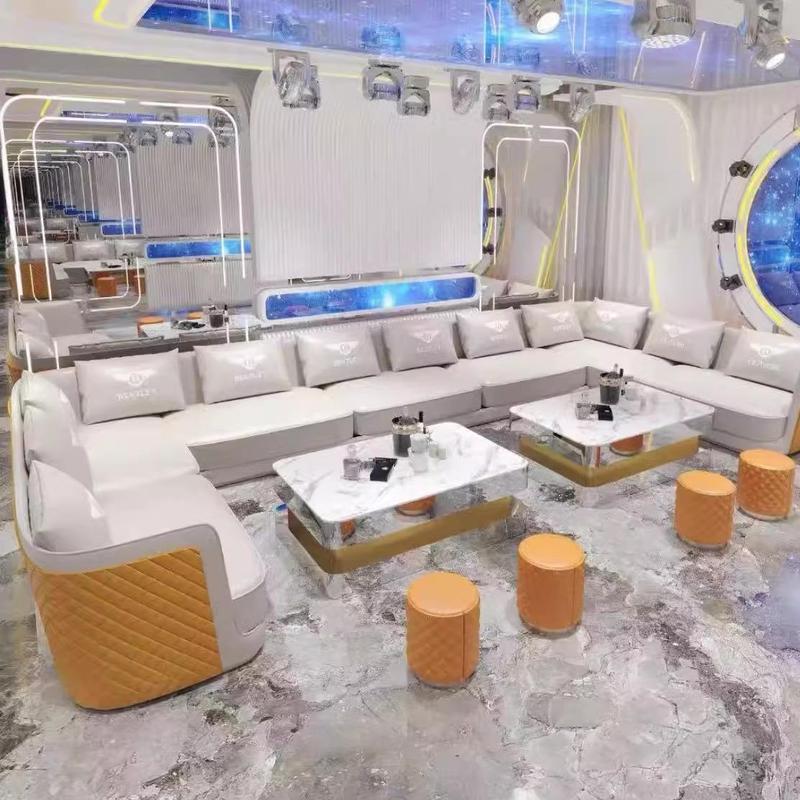 组合转角ktv沙发轻奢卡座酒吧清吧包厢欧式L型U型茶几