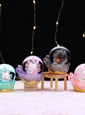 新款古风祥瑞九尾灵狐水晶球盲盒桌面摆件创意国潮装饰品厂家直销