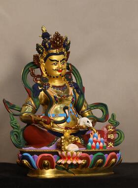 黄色财神佛像彩绘招财进宝佛像赞2357 /10英寸可选藏传密宗铜像装