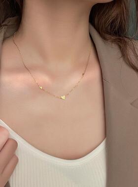 年新款小巧异性爱心项链女锁骨链夏学生短款轻奢简约钛钢饰品
